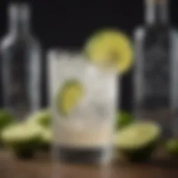 A refreshing glass of tequila soda garnished with lime