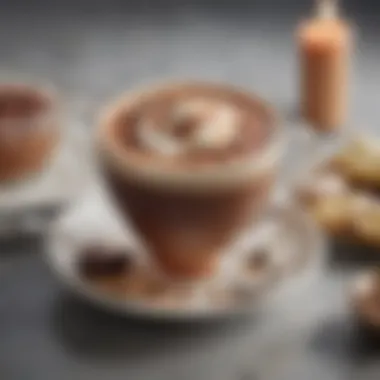 Artful Presentation of York Hot Chocolate A beautifully presented York hot chocolate with a fusion of flavors, served in an elegant cup.