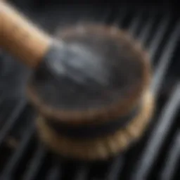 Close-up of a clean grill brush showing bristles and handle detail