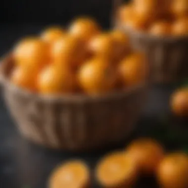 A basket filled with ripe, juicy oranges