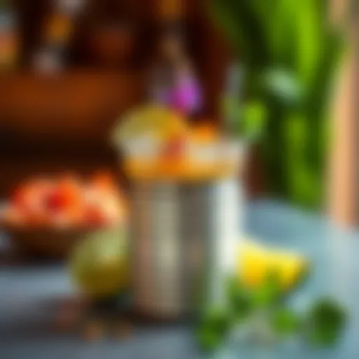 A stylish tin can margarita with vibrant garnishes