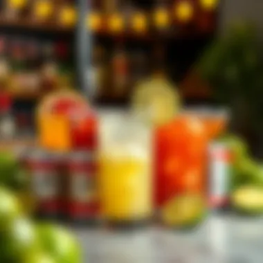 A creative display of various tin can margarita variations