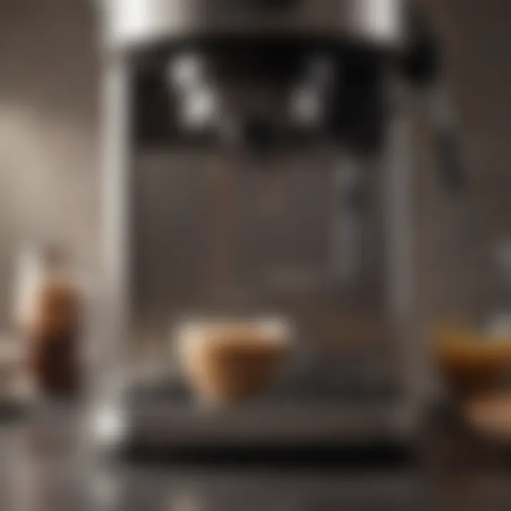 Close-up of a coffee maker brewing a fresh cup