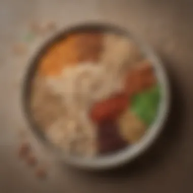 Nutritious Whole Food Ingredients A beautifully arranged plate of whole grains, legumes, and nuts highlighting a nutritious meal