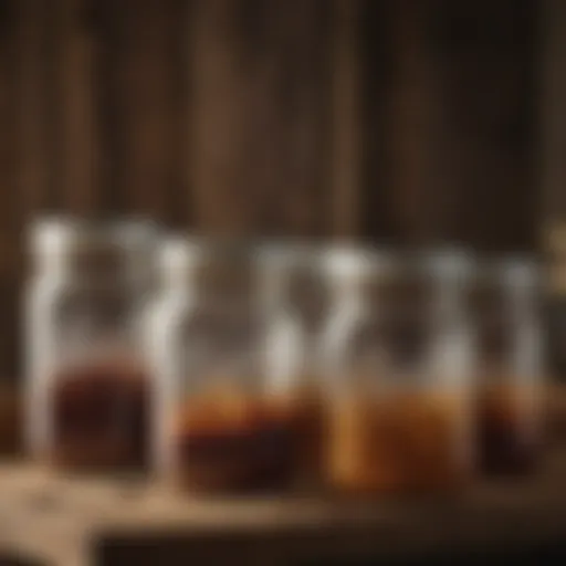 Vintage mason jars on a rustic wooden shelf