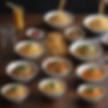 An array of light elbow noodle dishes from various cuisines displayed on a table.