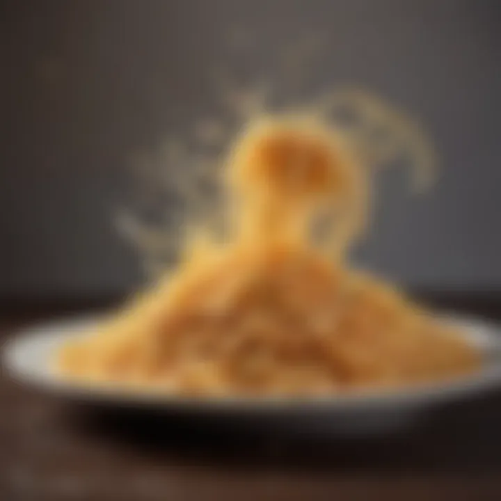 Creative plating of light elbow noodles presented in an artistic manner.