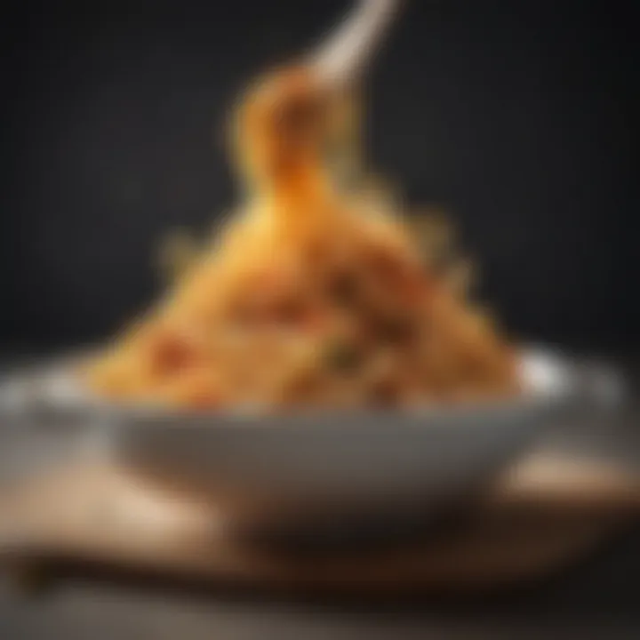 A delightful dish showcasing light elbow noodles intertwined with a rich sauce.