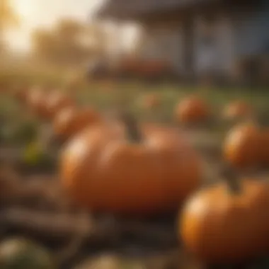 Seasonal pumpkin harvest in a farm