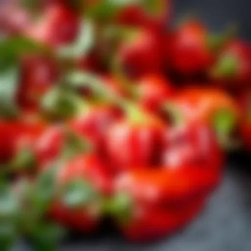 A vibrant display of Hatch red chile peppers showcasing their rich color and texture.
