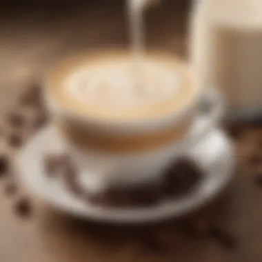 An elegant depiction of coffee beans and milk frothing equipment, symbolizing quality ingredients.