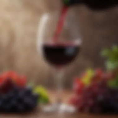 A Glass of Rich Cabernet Glass filled with rich red Cabernet Sauvignon surrounded by grape clusters