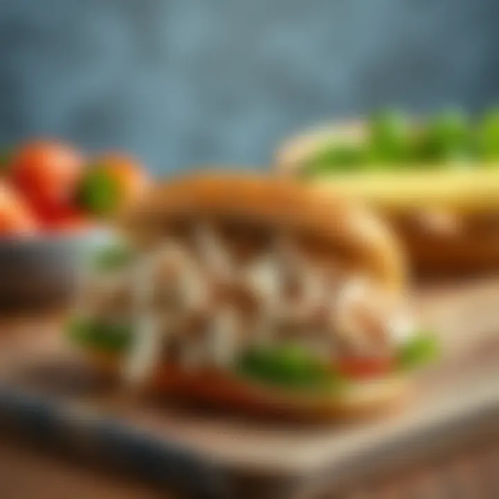 A beautifully crafted tuna fish sandwich ready to be enjoyed