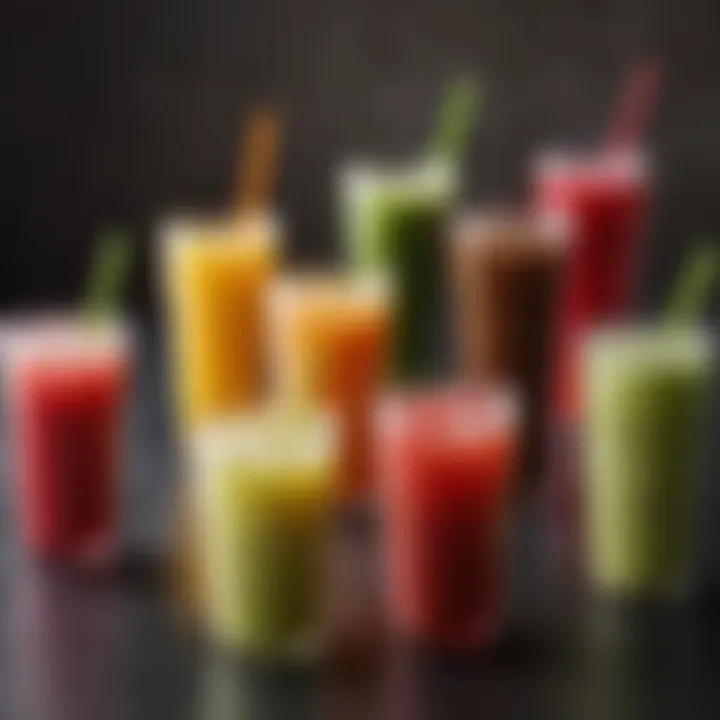 Variety of beverages served in Tupperware tall cups