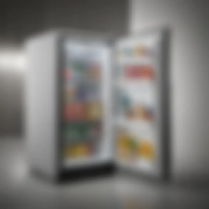 Energy efficiency rating label on a mini refrigerator freezer