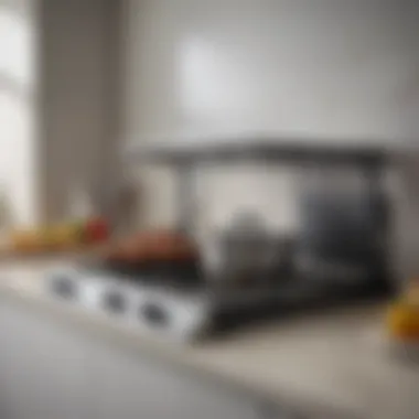 Modern over stove rack with LED lighting, illustrating contemporary kitchen innovations.