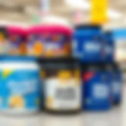 A selection of vanilla protein powder containers