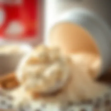 Nutritional Richness of Vanilla Protein Powder Close-up of vanilla protein powder with a scoop