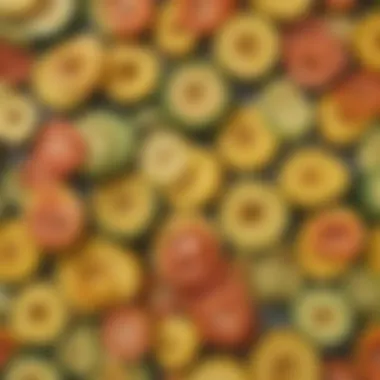 An assortment of colorful summer squash sliced and ready for a culinary dish