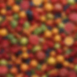 A vibrant assortment of colorful fruits and vegetables known for their collagen-boosting properties