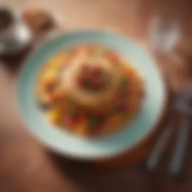 A beautifully plated retro dish with vibrant colors