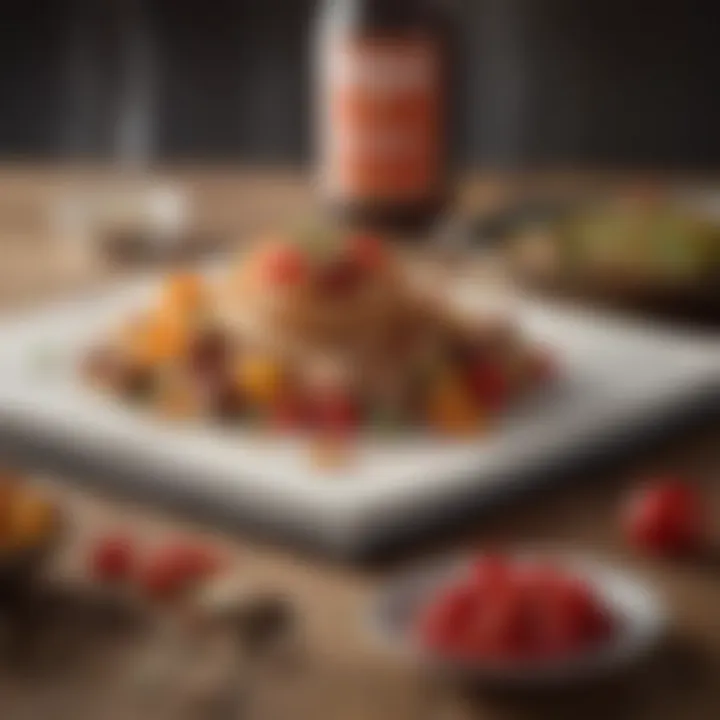 An open cookbook displaying a vibrant recipe page full of fresh ingredients