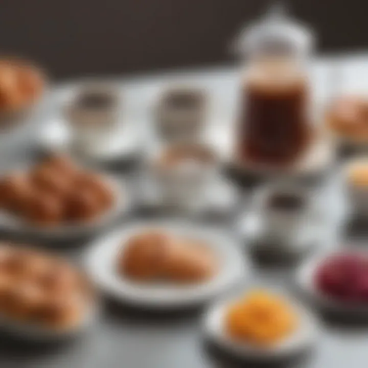 An elegant arrangement of French pastries and coffee