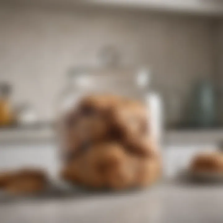 Minimalist extra large glass cookie jar on a kitchen counter