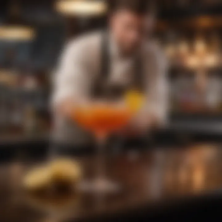 Signature cocktail elegantly garnished at a bar