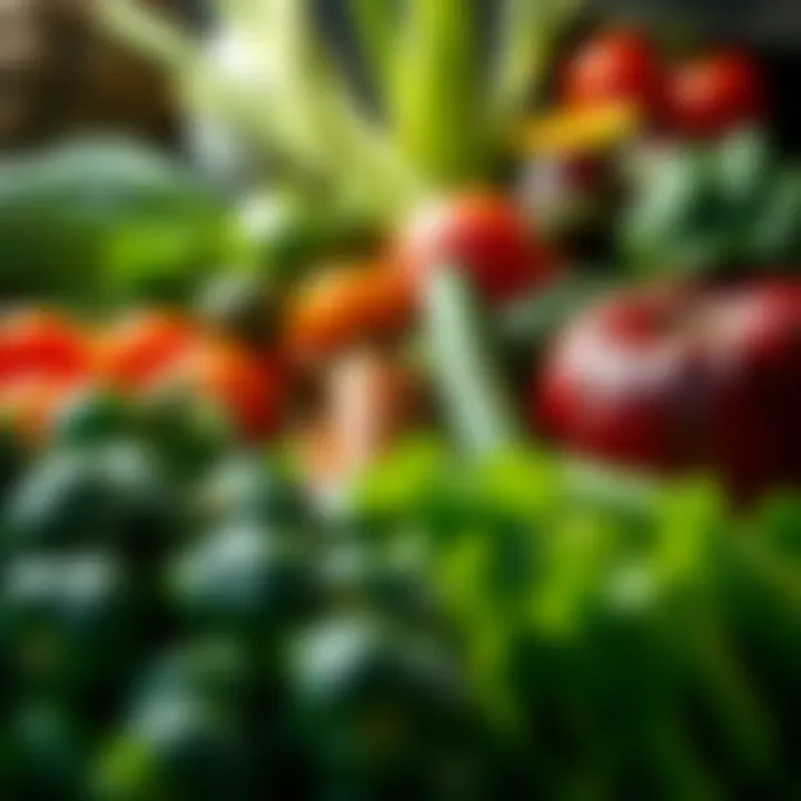 A variety of leafy green and colorful vegetables