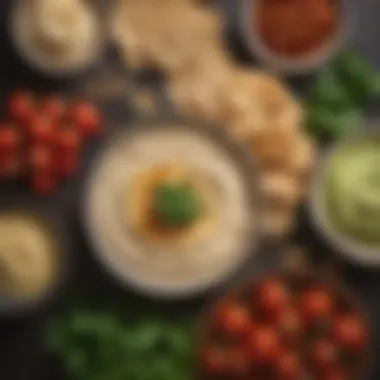 A close-up of fresh ingredients used in making hummus