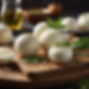 Fresh Mozzarella Delight Fresh mozzarella balls glistening with olive oil and herbs.