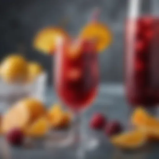Chilled frozen sangria garnished with fresh fruits