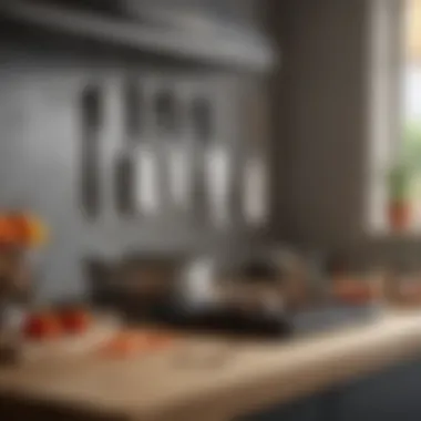 Essential Kitchen Equipment for Every Cook An elegant display of kitchen equipment including knives, pans, and utensils.
