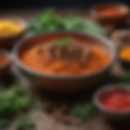 A vibrant array of essential ingredients showcasing herbs, spices, and fresh produce.