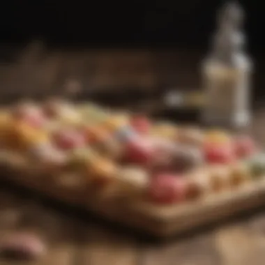 A variety of gluten-free macaron flavors displayed on a rustic wooden table