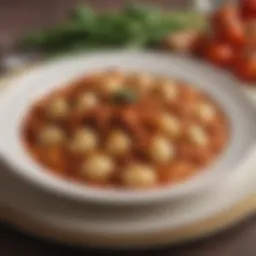 Deliciously plated gnocchi with rich meat sauce