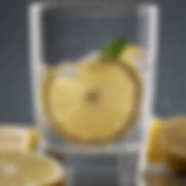 Refreshing glass of water with lemon slices.