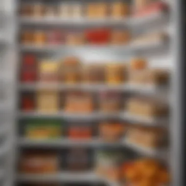 An organized freezer stocked with neatly labeled meal containers