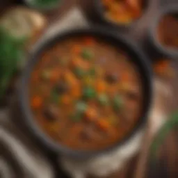 Hearty lentil stew with vibrant vegetables