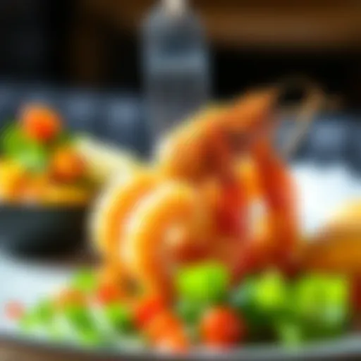 Culinary Presentation of Green Shrimp A stunning plate of green shrimp adorned with vibrant garnishes.