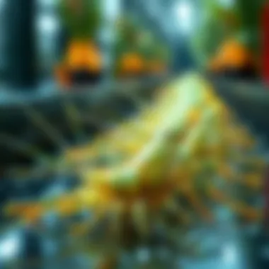 Sustainable farming practices for green shrimp aquaculture.