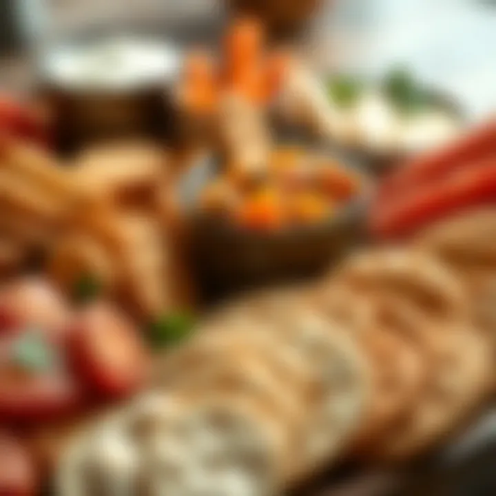 Gluten-Free Crackers with Dips A visually appealing platter of gluten-free crackers with dips