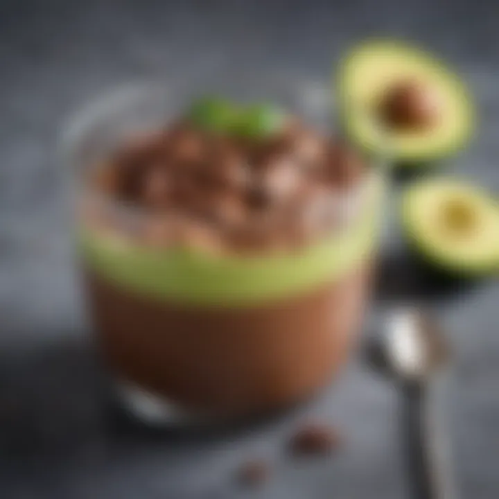 Decadent yet healthy chocolate avocado mousse in a bowl