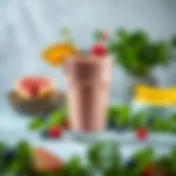 A vibrant protein shake made with fresh fruits and greens