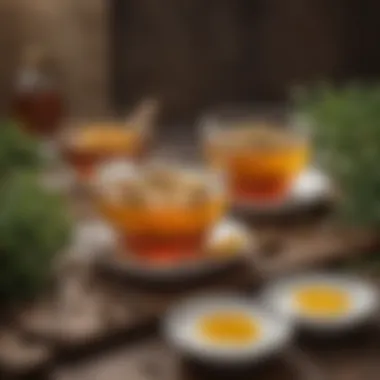 Herbal Tea and Yogurt: A Relaxing Evening Pairing A cozy setup with a cup of herbal tea and a small bowl of yogurt with honey