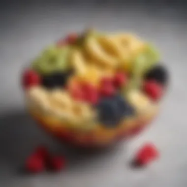 Vibrant Fruit Bowl for Nighttime Snacking A vibrant bowl of mixed fruits including berries and bananas
