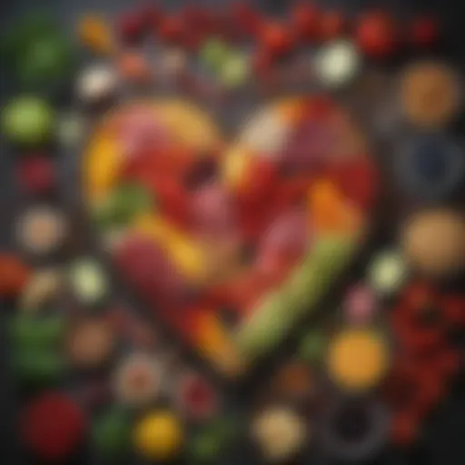 Colorful assortment of heart-healthy foods