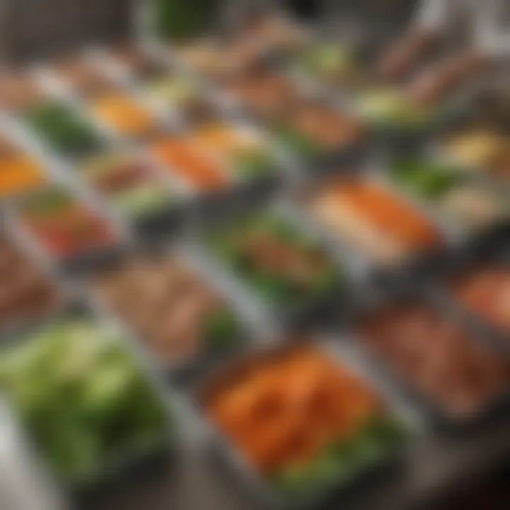 An organized meal prep station showcasing diverse Hello Fresh meal options