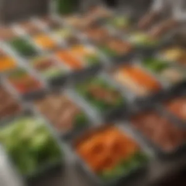 Diverse Meal Prep with Hello Fresh An organized meal prep station showcasing diverse Hello Fresh meal options